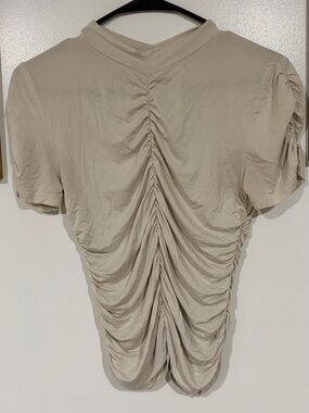 Project Social T Beige/cream Ruched Short Sleeve Top